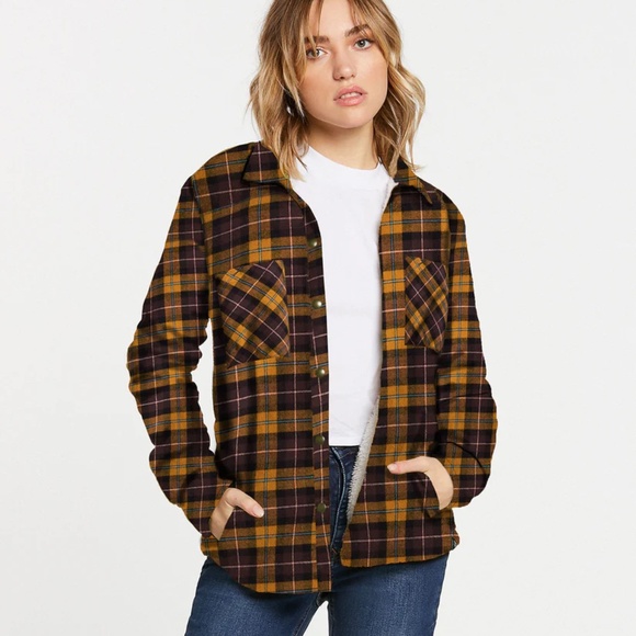 Volcom Plaid About You Sherpa Lined Flannel - Picture 1 of 6